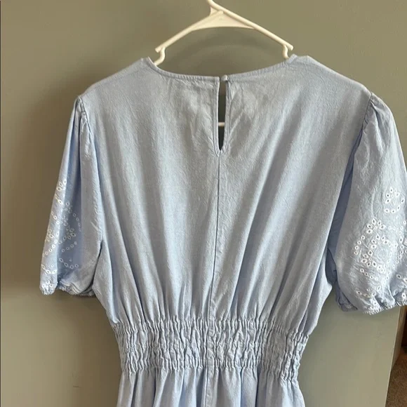 Saks Fifth Avenue Light Blue Midi Dress with Embroidered Sleeves - Picture 7 of 8